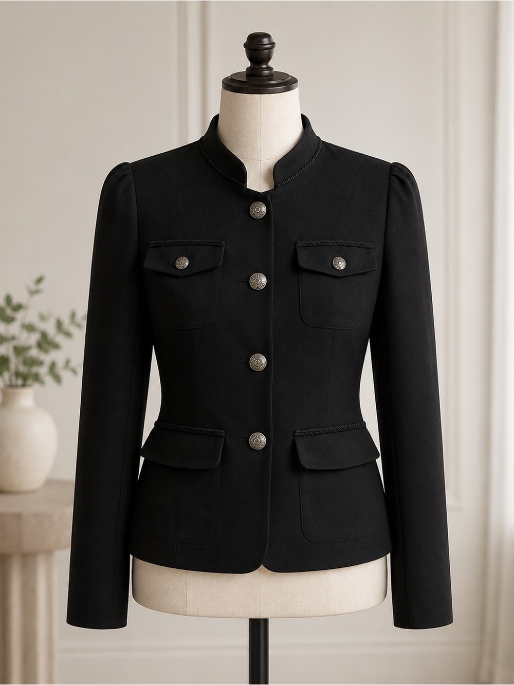 XOXO Black Military-Style Tailored Blazer